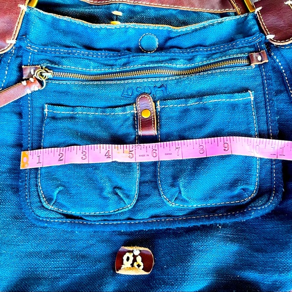 49 Square Miles Bag Denim Blue Canvas and Leather Tote Bag with many Poc… - Picture 4 of 7